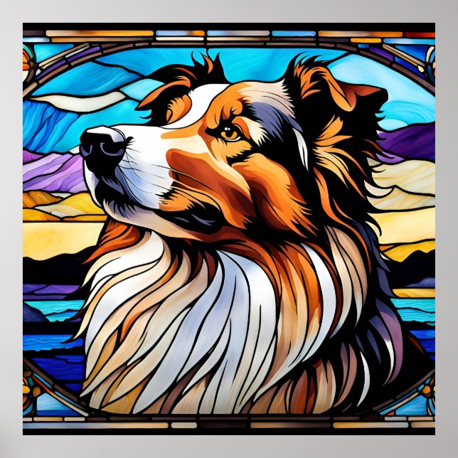 Poster Collie StainGlass look (Frente)