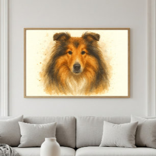 Poster Collie Watercolor Retrit - Adorável Arte Canina