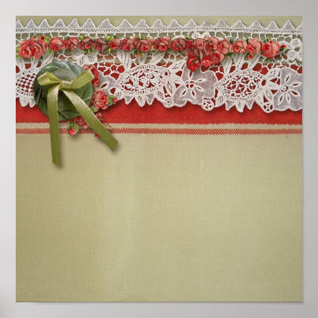 Pôster Colmeia Vermelha Rústica Rústica de Rosa antigo (Frente)