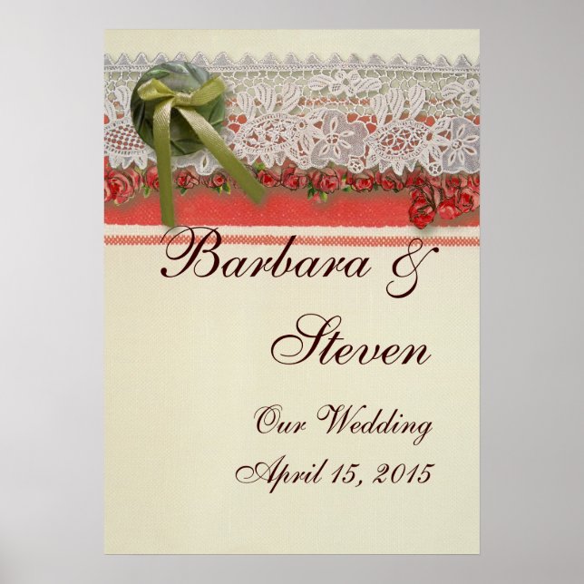 Poster Colmeia Vermelha Rústica Rústica de Rosa antigo (Frente)