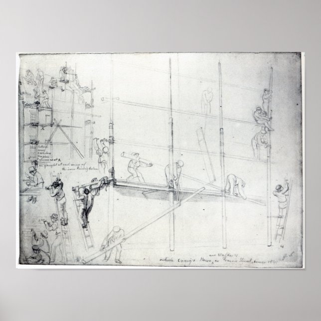 Pôster Colocando andaimes fora da casa de Craig (Frente)