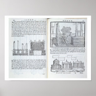 Pôster Colocando fundações, de "Della Architettura", ba