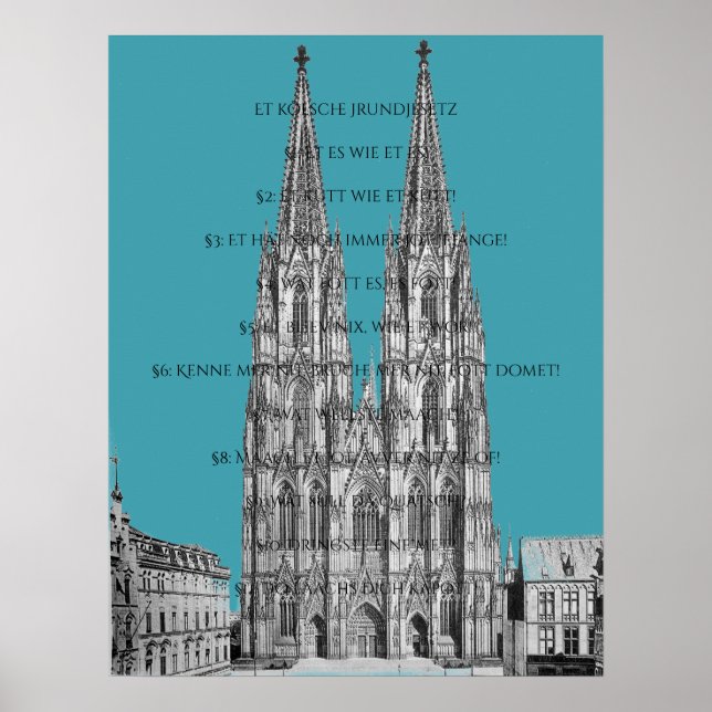 Poster Cologne Dome Cologne Köln Kölsches Grundgesetz (Frente)