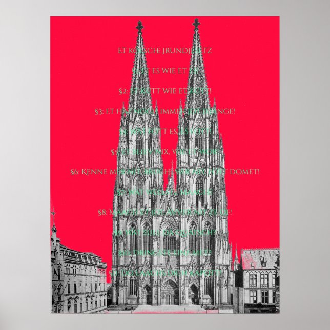 Poster Cologne Dome Cologne Köln Kölsches Grundgesetz (Frente)