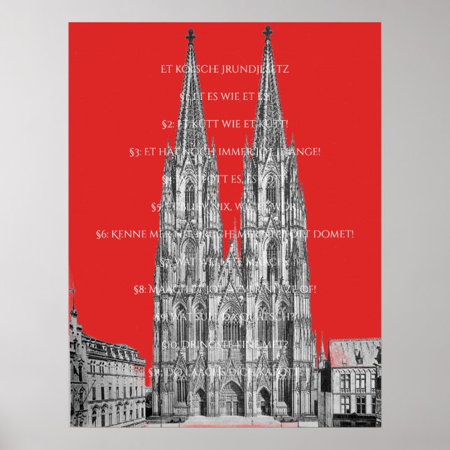 Poster Cologne Dome Cologne Köln Kölsches Grundgesetz (Frente)