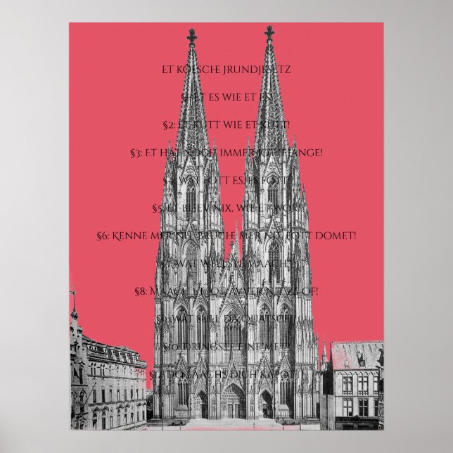 Poster Cologne Dome Cologne Köln Kölsches Grundgesetz (Frente)