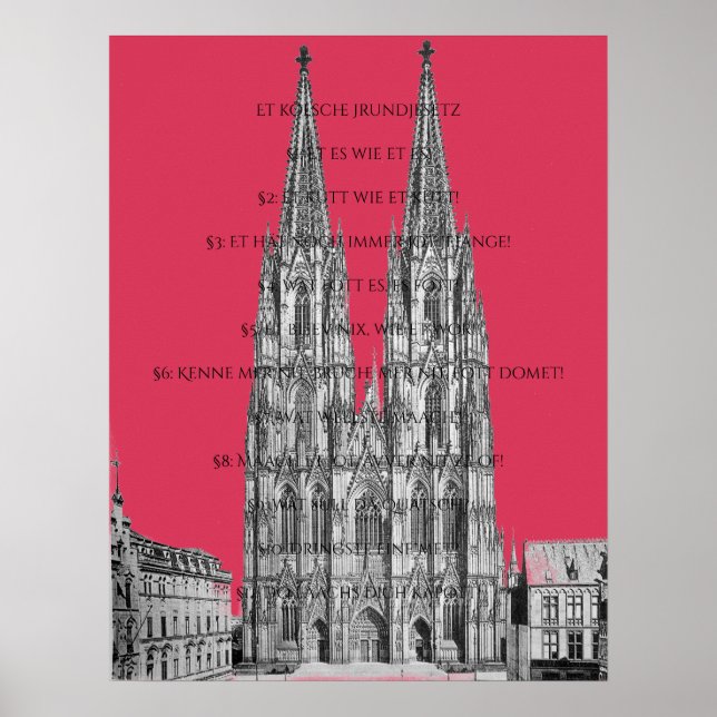 Poster Cologne Dome Cologne Köln Kölsches Grundgesetz (Frente)