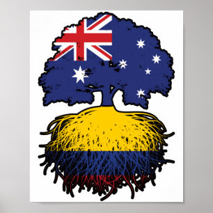 Poster Colômbia - Austrália - Raízes de Árvore Colombiana