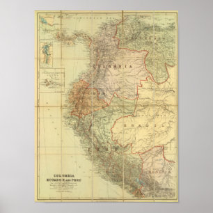 Pôster Colômbia, Equador, Peru, Panamá 3