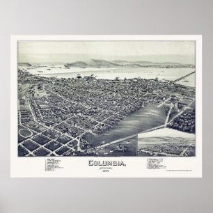 Poster Colômbia, mapa panorâmico do PA - 1894