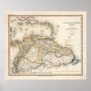 Poster Colômbia, Venezuela, América do Sul