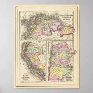 Poster Colômbia, Venezuela, Guiana