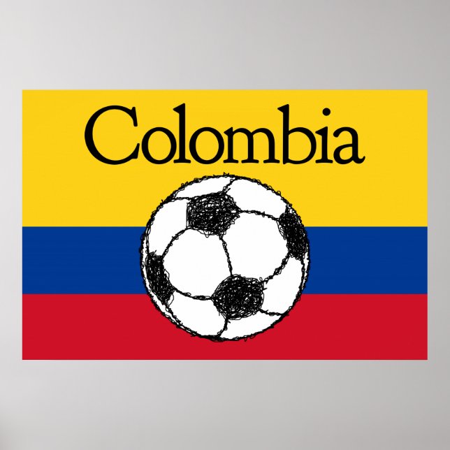 Poster Colombian flag with Football (Frente)