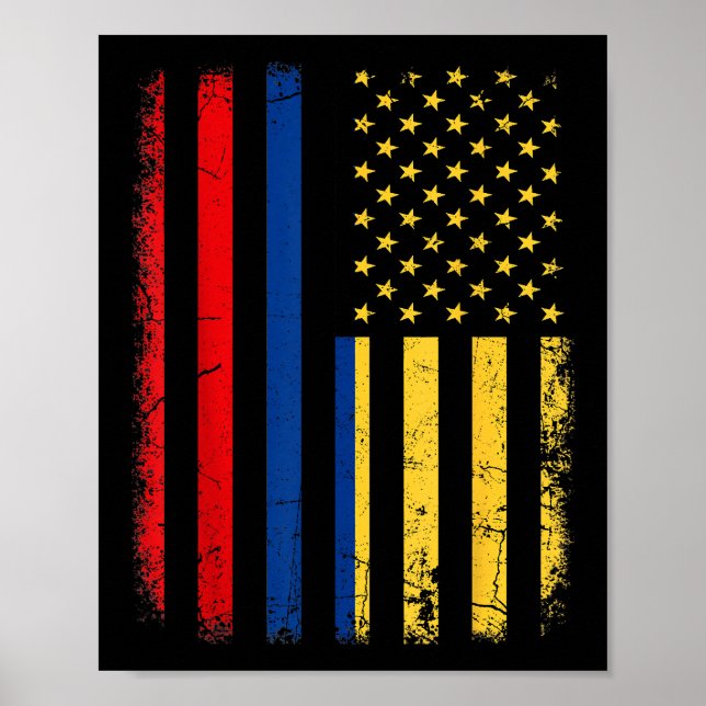 Poster Colombiana - Bandeira Americana Colombiana Roots C (Frente)