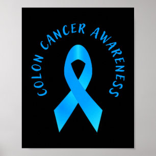 Poster Cólon conscientização do câncer colorretal azul ma