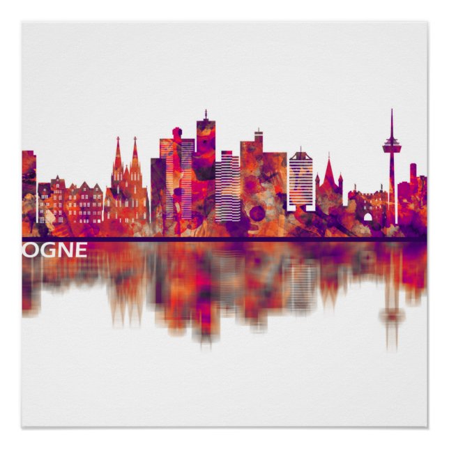 Pôster Colônia Alemanha Skyline (Frente)