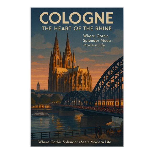 Pôster Colônia (Köln), Alemanha Viagem (Frente)