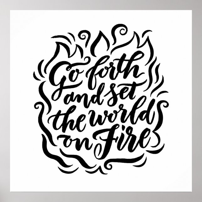 Pôster Coloque o mundo em fogo - preto e branco (Frente)