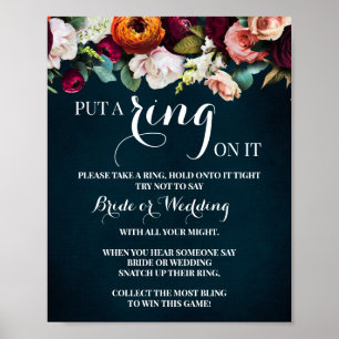 Poster Coloque um Anel nisso Vinho Azul Marinho Jogo de C