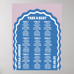 Poster Coloque um assento no estilo de arco ondulado verm
