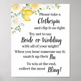 Poster Coloque um Sinal de Jogo de Chuveiro de Lemons & R