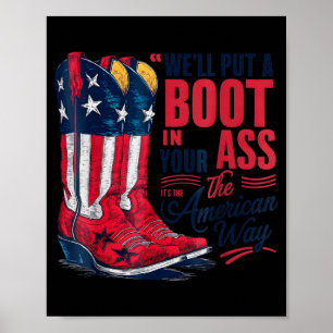 Poster Coloque uma bota na cowgirl ocidental 4 de julho