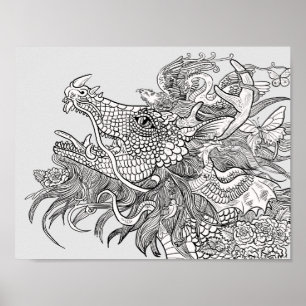 Poster Colora seu próprio dragão do encantamento