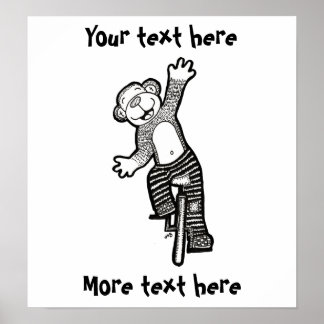 Pôster Colorable Unicycle Monkey