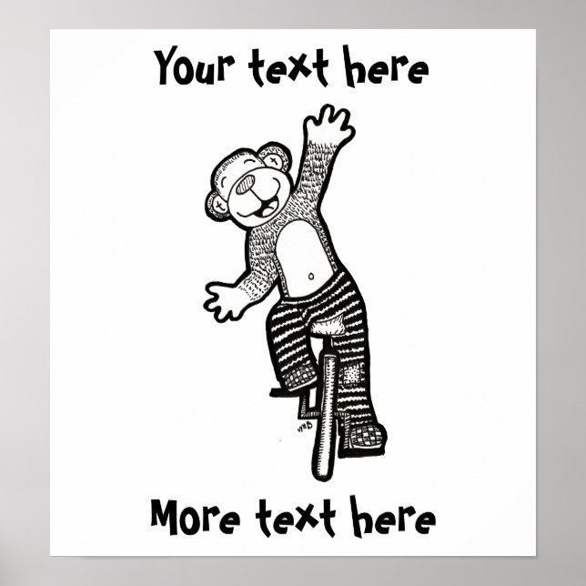 Pôster Colorable Unicycle Monkey (Frente)