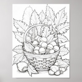 Poster Coloração de Adultos de outono/outono