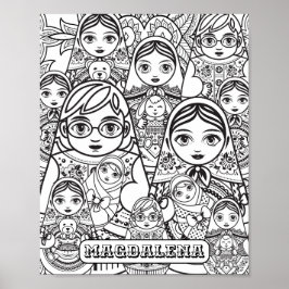 Poster Coloração de Bonecos de Arranjo Eslavo