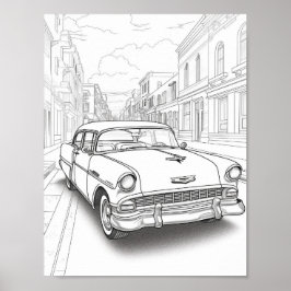 Poster Coloração do adulto Clássico do Carro