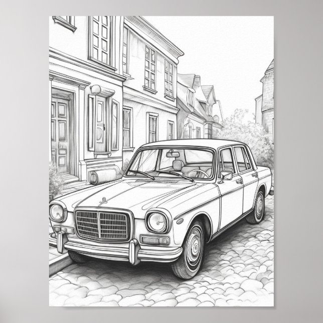 Poster Coloração do adulto Clássico do Carro (Frente)