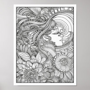 Poster Coloração do Adulto Inspiracional/de Mentidão