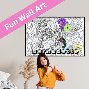 Poster Coloração Floral do Cat Mandala, Gigante de Nome P