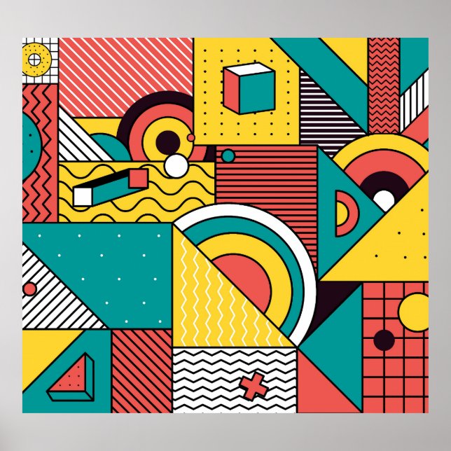 Poster Coloração geométrica: padrão abstrato. (Frente)