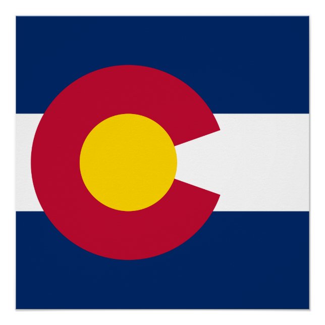 Pôster Colorado: A Bandeira do Estado Centenário dos EUA (Frente)