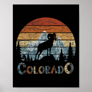 Poster Colorado Rocky Mountain Retro Tee Skiing Camping