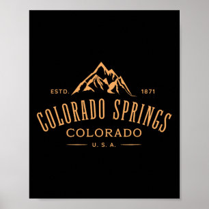Poster Colorado Springs Colorado Incrível Design de Monta