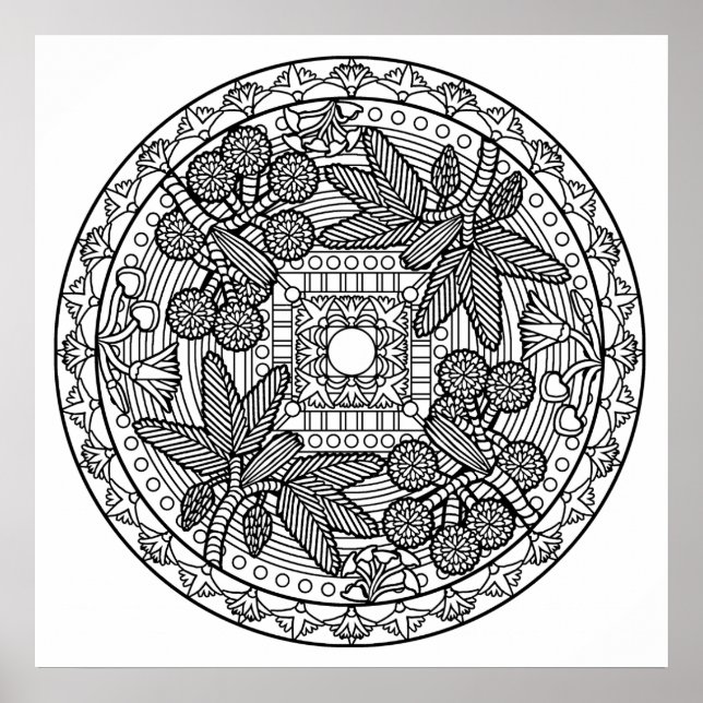 Poster Colore a sua própria árvore de palma Mandala Color (Frente)