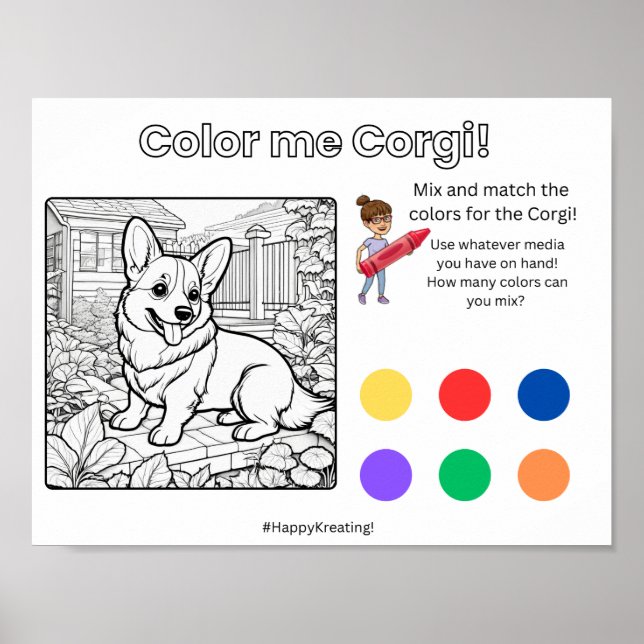 Poster Colore-me Corgi! (Frente)