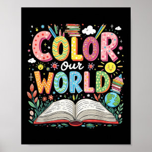 Poster Colore nosso Programa de Leitura do Livro Mundial 