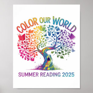 Poster Colore o nosso Programa Mundial de Leitura de Verã