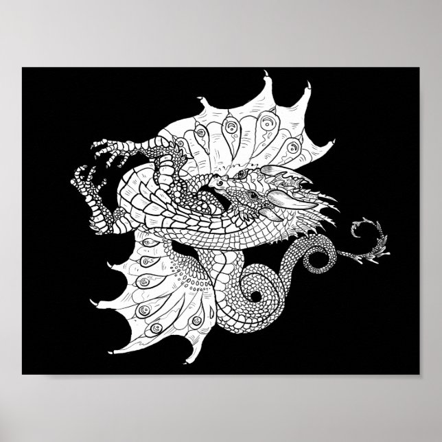 Poster Colore seu próprio Dragão de Arte em Linha (Frente)