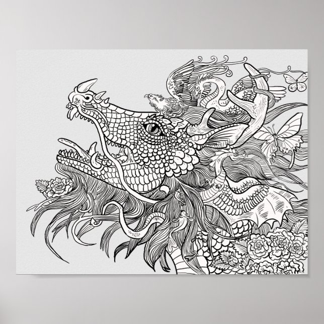 Poster Colore seu próprio dragão de encantamento (Frente)