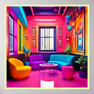 Poster Colores Negros da Sala de Viva Neon