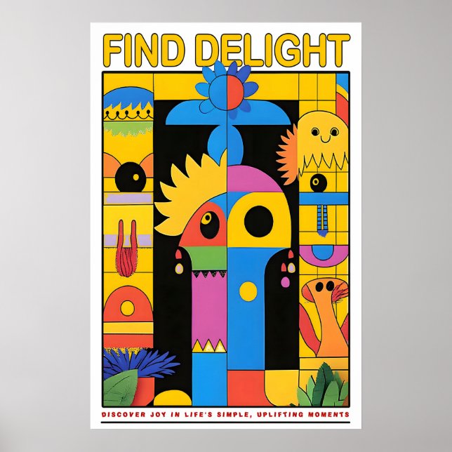 Poster Colorful Abstract Art Print Modern Geometric Home (Frente)