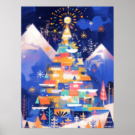 Poster Colorful Abstract Christmas Tree