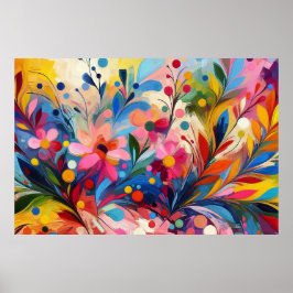 Poster Colorful Abstract Flowers Vibrant Explosion Art Ch