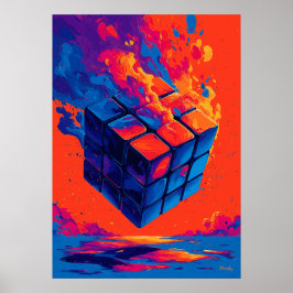 Poster Colorful Abstract Puzzle Cube Wall Art